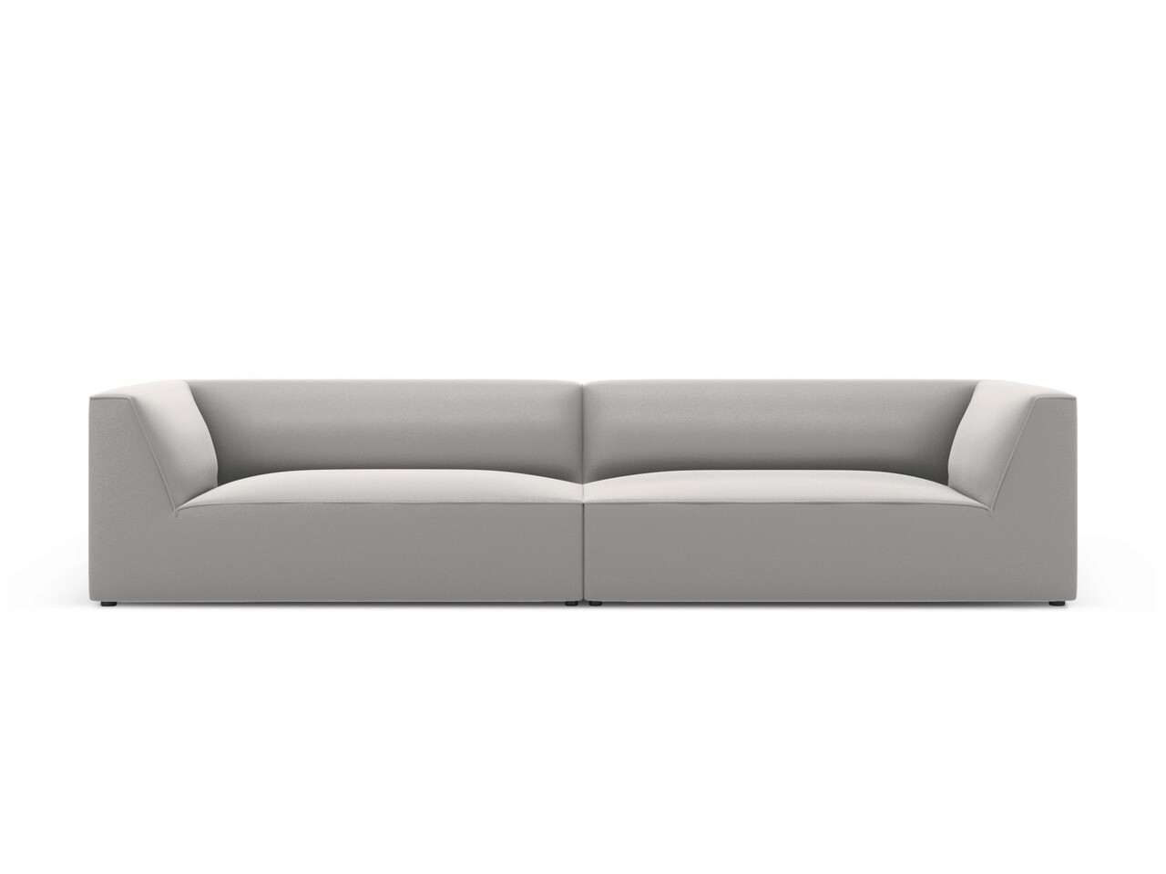 Canapea modulara 4 locuri, Ruby, Micadoni Home, BL, 302x93x69 cm, piele ecologica, gri deschis