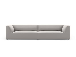 Canapea modulara 4 locuri, Ruby, Micadoni Home, BL, 302x93x69 cm, piele ecologica, gri deschis