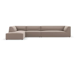 Coltar modular stanga 5 locuri, Ruby, Micadoni Home, BL, 366x180x69 cm, piele ecologica, maro deschis