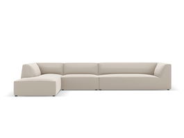 Coltar modular stanga 5 locuri, Ruby, Micadoni Home, BL, 366x180x69 cm, piele ecologica, gri dove