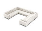 Canapea panoramica 9 locuri, Mamaia, Micadoni Home, BL, 337x256x75 cm, tesatura tip twill, gri deschis