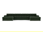 Canapea panoramica 5 locuri, Justin, Micadoni Home, BL, 294x160x72 cm, poliester, verde inchis