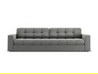 Canapea 4 locuri, Justin, Micadoni Home, BL, 227x90x72 cm, catifea, gri deschis