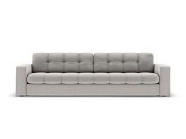 Canapea 4 locuri, Justin, Micadoni Home, BL, 227x90x72 cm, poliester, gri deschis