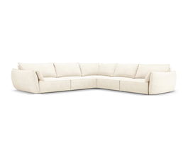 Coltar simetric 7 locuri, Kaelle, Micadoni Home, BL, 286x286x85 cm, poliester chenille, bej deschis