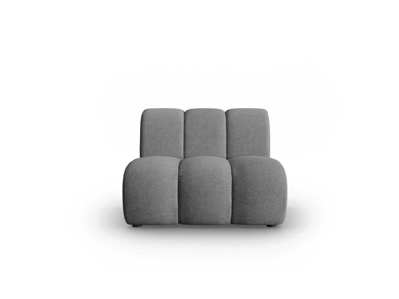 Modul canapea 1 loc fara cotiere, Lupine, Micadoni Home, BL, 90x87x70 cm, poliester chenille, gri