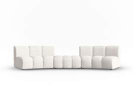 Canapea semirotunda 5 locuri, Lupine, Micadoni Home, BL, 367x118x70 cm, poliester chenille, alb