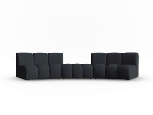 Canapea semirotunda 5 locuri, Lupine, Micadoni Home, BL, 367x118x70 cm, poliester chenille, negru