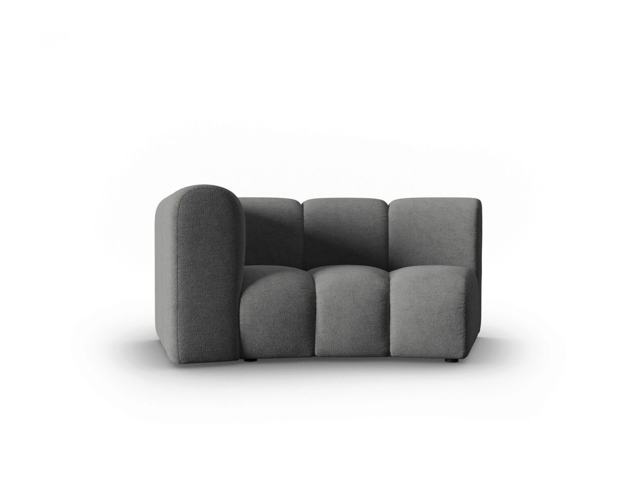 Modul canapea stanga 1.5 locuri, Lupine, Micadoni Home, BL, 171x87x70 cm, poliester chenille, gri