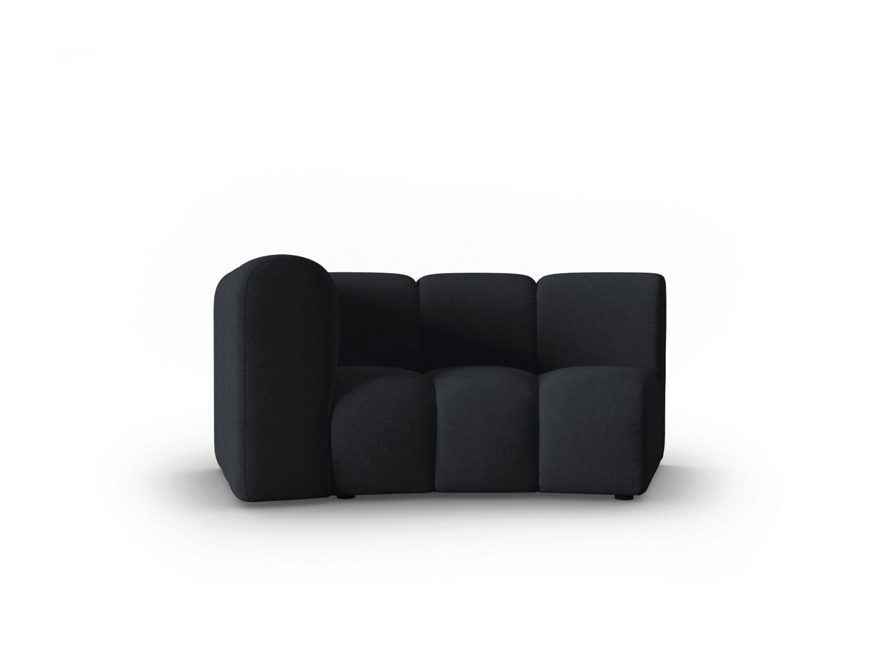 Modul canapea stanga 1.5 locuri, Lupine, Micadoni Home, BL, 171x87x70 cm, poliester chenille, negru
