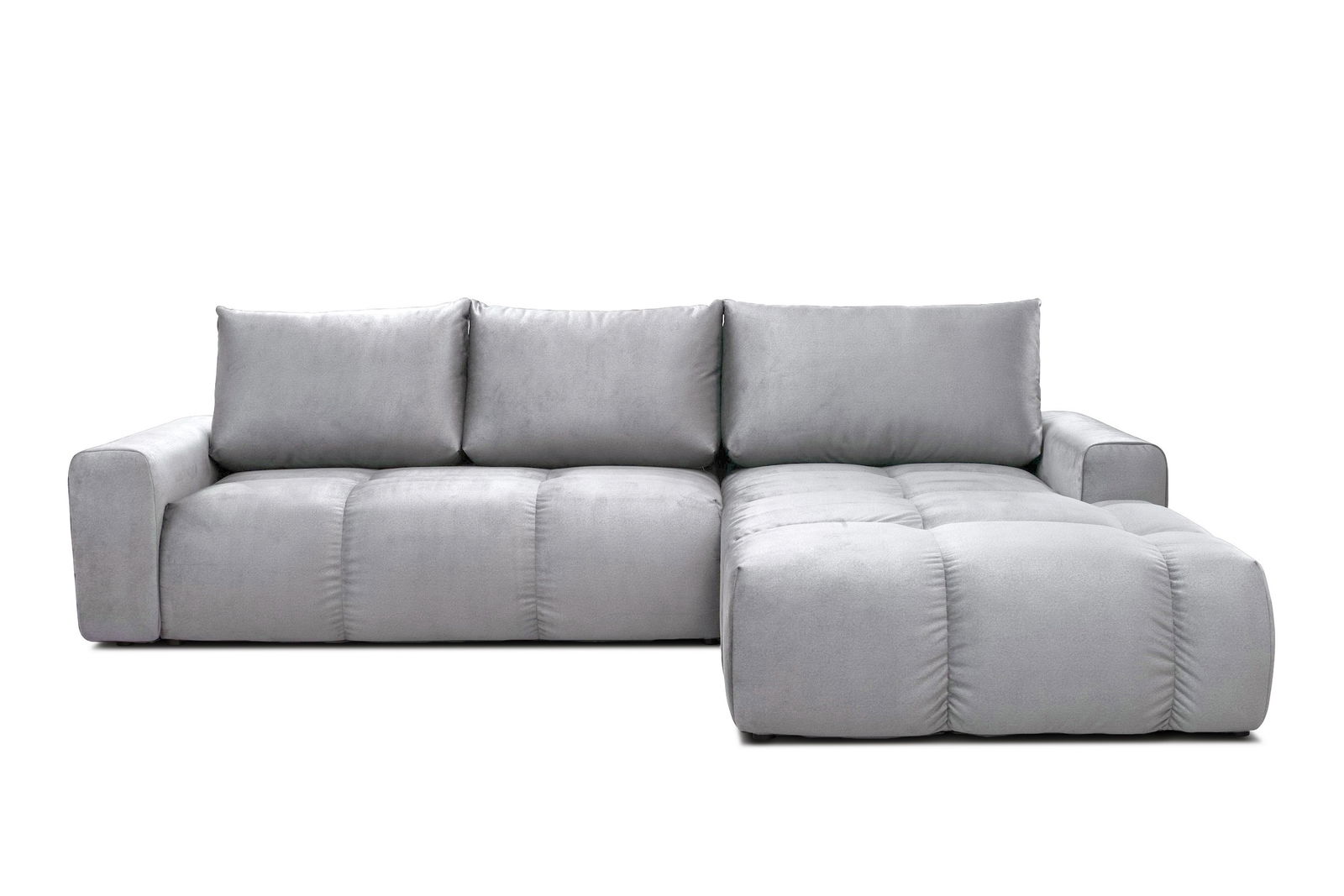 Coltar Atlas Extensibil cu Sezlong pe Dreapta, Suprafata de Dormit 252x132 cm, cu Lada de Depozitare, Perne Incluse, l304xA216xH92 cm- tapitat cu Feel Me 15 Calm