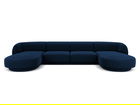 Canapea panoramica 5 locuri, Miley, Micadoni Home, BL, 334x155x74 cm, catifea, albastru regal