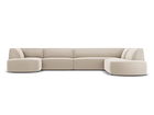 Coltar panoramic dreapta 6 locuri, Ruby, Micadoni Home, BL, forma rotunjita, 366x273x69 cm, catifea, bej