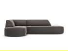 Coltar modular stanga 4 locuri, Ruby, Micadoni Home, BL, forma rotunjita, fara cotiera, 273x180x69 cm, catifea, gri inchis