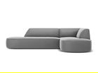 Coltar modular dreapta 4 locuri, Ruby, Micadoni Home, BL, forma rotunjita, fara cotiera, 273x180x69 cm, catifea, gri