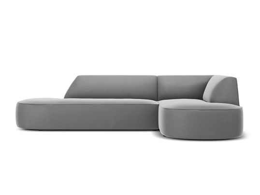 Coltar modular dreapta 4 locuri, Ruby, Micadoni Home, BL, forma rotunjita, fara cotiera, 273x180x69 cm, catifea, gri