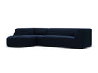 Coltar modular stanga 4 locuri, Ruby, Micadoni Home, BL, forma rotunjita, 273x180x69 cm, catifea, albastru regal
