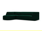 Coltar modular stanga 4 locuri, Ruby, Micadoni Home, BL, forma rotunjita, 273x180x69 cm, catifea, verde bottle