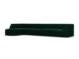 Coltar modular stanga 6 locuri, Ruby, Micadoni Home, BL, forma rotunjita, 366x180x69 cm, catifea, verde bottle