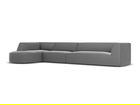 Coltar modular stanga 6 locuri, Ruby, Micadoni Home, BL, forma rotunjita, 366x180x69 cm, catifea, gri