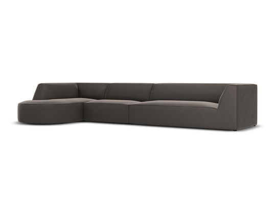 Coltar modular stanga 6 locuri, Ruby, Micadoni Home, BL, forma rotunjita, 366x180x69 cm, catifea, gri inchis