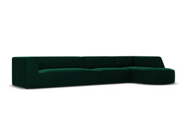 Coltar modular dreapta 6 locuri, Ruby, Micadoni Home, BL, forma rotunjita, 366x180x69 cm, catifea, verde bottle