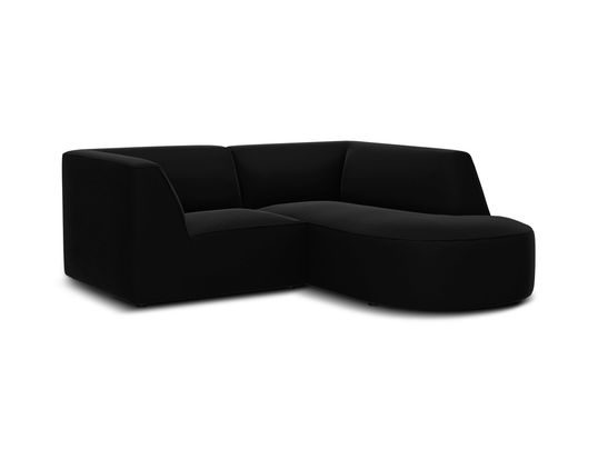 Coltar modular dreapta 3 locuri, Ruby, Micadoni Home, BL, forma rotunjita, 186x180x69 cm, catifea, negru