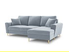 Coltar extensibil dreapta 4 locuri, Moghan, Micadoni Home, GL, 241x145x88 cm, catifea, albastru deschis