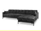 Coltar dreapta 5 locuri, Mamaia, Micadoni Home, BL, 293x185x75 cm, catifea, gri inchis