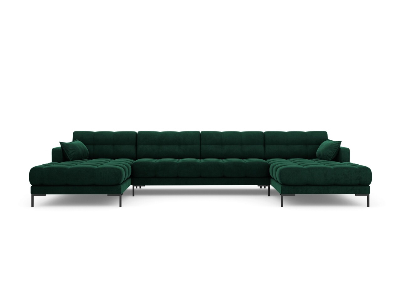 Canapea panoramica 6 locuri, Mamaia, Micadoni Home, BL, 383x185x75 cm, catifea, verde bottle