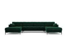 Canapea panoramica 6 locuri, Mamaia, Micadoni Home, BL, 383x185x75 cm, catifea, verde bottle