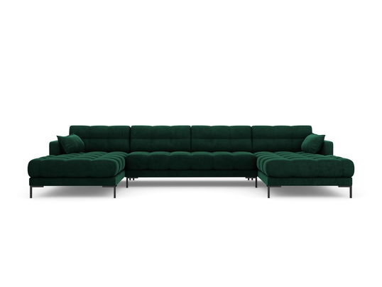 Canapea panoramica 6 locuri, Mamaia, Micadoni Home, BL, 383x185x75 cm, catifea, verde bottle