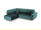 Coltar extensibil stanga 5 locuri, Moghan, Micadoni Home, GL, 243x194x88 cm, catifea, albastru petrol