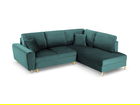 Coltar extensibil dreapta 5 locuri, Moghan, Micadoni Home, GL, 243x194x88 cm, catifea, albastru petrol