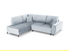 Coltar extensibil stanga 5 locuri, Moghan, Micadoni Home, BL, 243x194x88 cm, catifea, albastru deschis