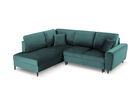 Coltar extensibil stanga 5 locuri, Moghan, Micadoni Home, BL, 243x194x88 cm, catifea, albastru petrol