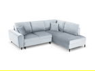 Coltar extensibil dreapta 5 locuri, Moghan, Micadoni Home, BL, 243x194x88 cm, catifea, albastru deschis