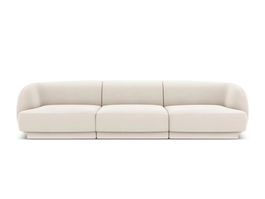 Canapea 3 locuri, Miley, Micadoni Home, BL, 259x85x74 cm, catifea, bej deschis