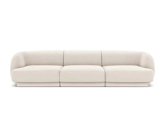Canapea 3 locuri, Miley, Micadoni Home, BL, 259x85x74 cm, catifea, bej deschis