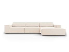Coltar dreapta 4 locuri, Jodie, Micadoni Home, BL, 284x166x70 cm, catifea, bej deschis