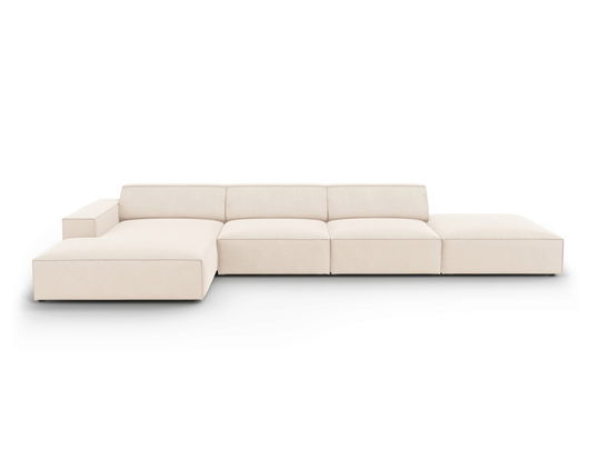 Coltar stanga 5 locuri, Jodie, Micadoni Home, BL, fara cotiera, 341x166x70 cm, catifea, bej deschis