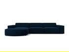 Coltar stanga 4 locuri, Jodie, Micadoni Home, BL, forma rotunjita, 284x166x70 cm, catifea, albastru regal