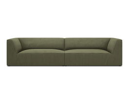 Canapea 4 locuri, Ruby, Micadoni Home, BL, 302x93x69 cm, velur, verde