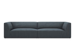 Canapea 4 locuri, Ruby, Micadoni Home, BL, 302x93x69 cm, velur, albastru