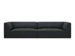 Canapea 4 locuri, Ruby, Micadoni Home, BL, 302x93x69 cm, velur, negru