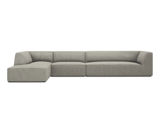Coltar stanga 5 locuri, Ruby, Micadoni Home, BL, 366x180x69 cm, velur, gri deschis
