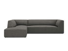 Coltar stanga 4 locuri, Ruby, Micadoni Home, BL, 273x180x69 cm, velur, gri inchis