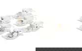 Set 6 cesti de cafea cu farfurie Iris Goldy, Tognana Porcellane, 80 ml, portelan New Bone China, multicolor