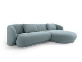 Coltar dreapta 4 locuri, Camden, Cosmopolitan Design, 289x177x72 cm, catifea, albastru deschis