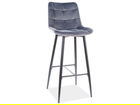 Scaun de bar Chic H-1 Velvet, Signal, 45x37x109 cm, catifea/otel, gri/negru
